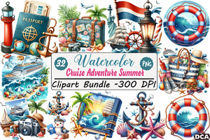 Cruise Adventure Summer Clipart, an Illustration by DreamCafeArt