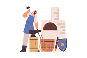 Daily life of medieval people set, a Person Illustration by Good Studio (Thumbnail 3 of 11)