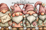 Quirky Valentine Day Gnome Clipart, a Seasonal Illustration by Rose Art (Thumbnail 1 of 7)