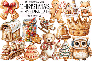 Cute Christmas Gingerbread Clipart, an Illustration by Daily.Designs