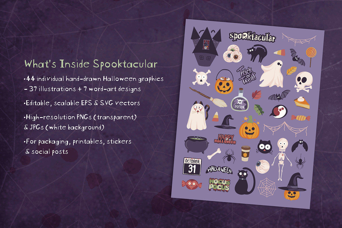 Spooktacular: Halloween Clipart, a Seasonal Illustration by cugypress (Photo 2 of 4)