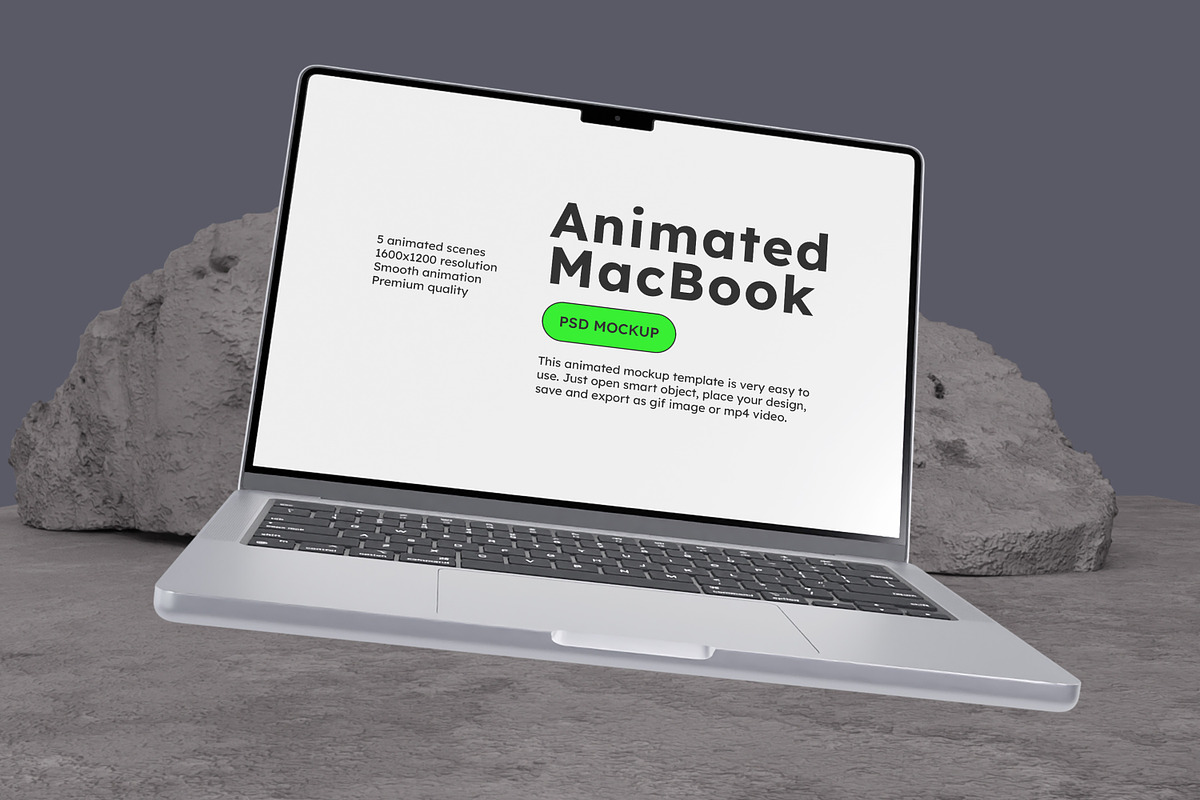 Animated Macbook Pro Mockup, a Mac Mockup by Modern Studio (Photo 5 of 8)