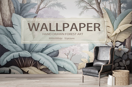 Abstract Forest Art Wallpaper Set