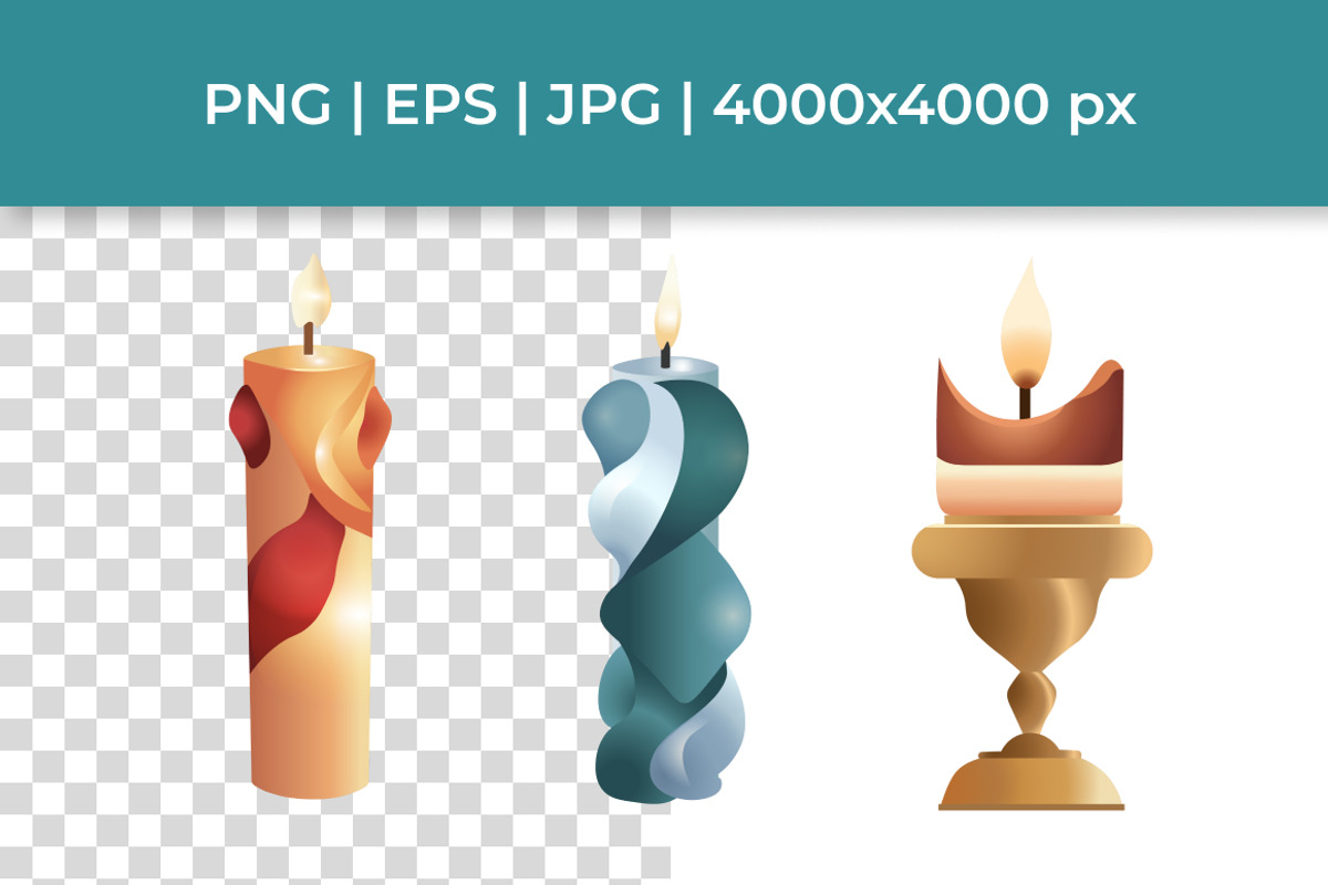 Candle Vector Clipart Set, a Decorative Illustration by InkyQueenArt (Photo 2 of 5)