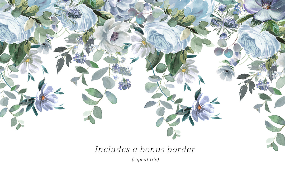 Blue Watercolor Flowers, a Background Graphic by Twigs and Twine (Photo 10 of 10)