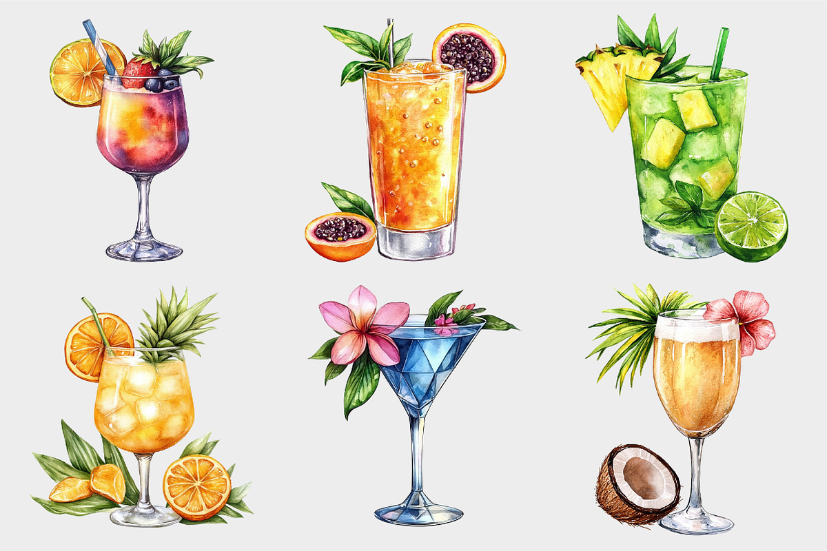 Watercolor Summer Drinks Clipart, a Seasonal Illustration by Design Market (Photo 4 of 4)