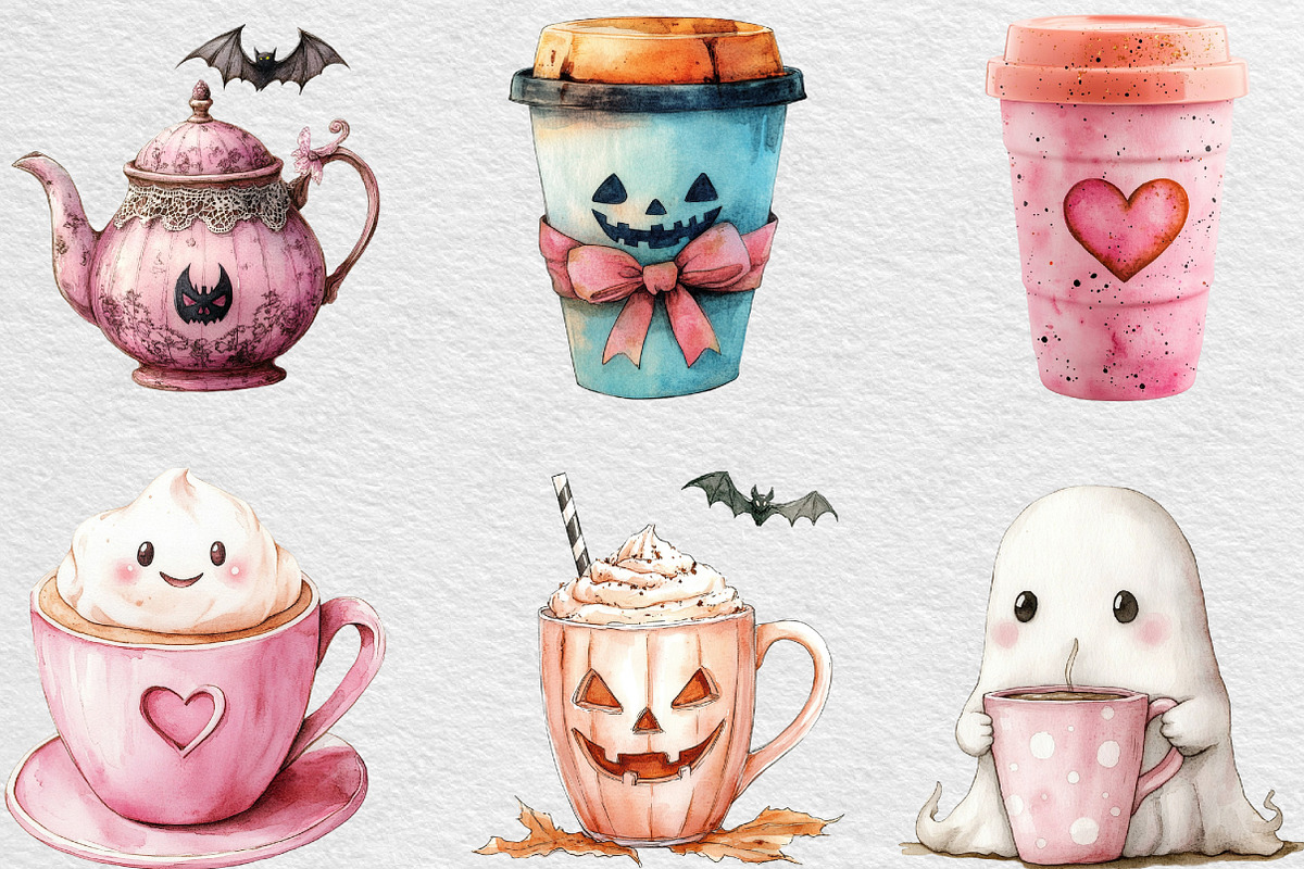 Pink Coquette Halloween Coffee, an Illustration by Black Bird Studio (Photo 2 of 6)
