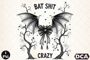 Bat Bow Crazy PNG, Funny Halloween, an Illustration by DreamCafeArt (Thumbnail 1 of 7)