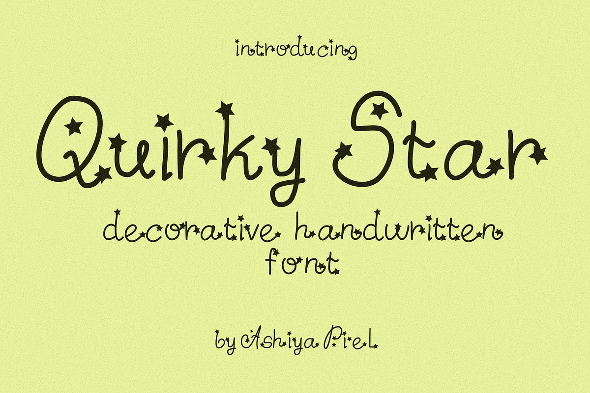 Quirky Star Celestial Font, a Handwritten Font by Ashiya Pixel (Photo 1 of 9)
