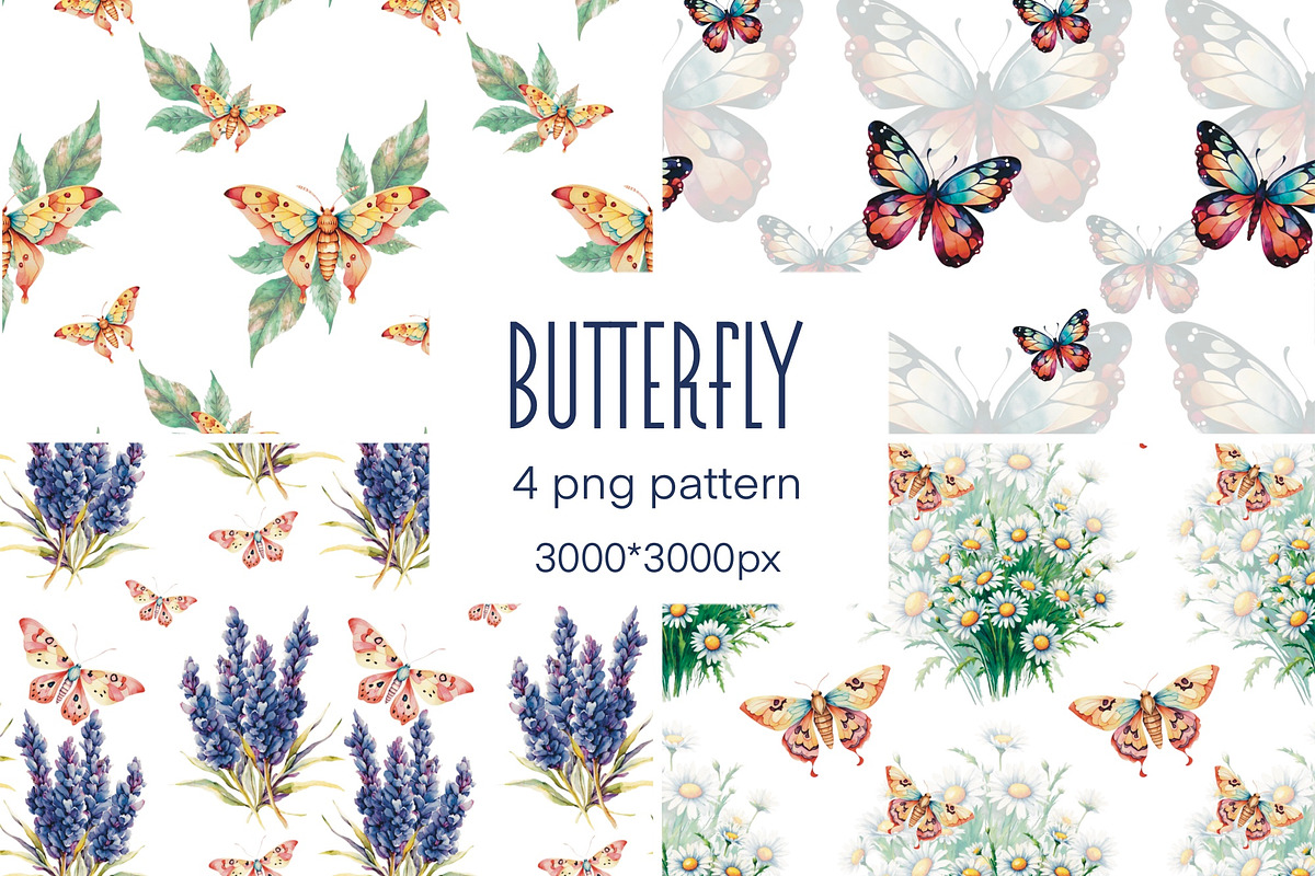Vintage Butterfly Pattern, a Decorative Illustration by Volha (Photo 1 of 4)