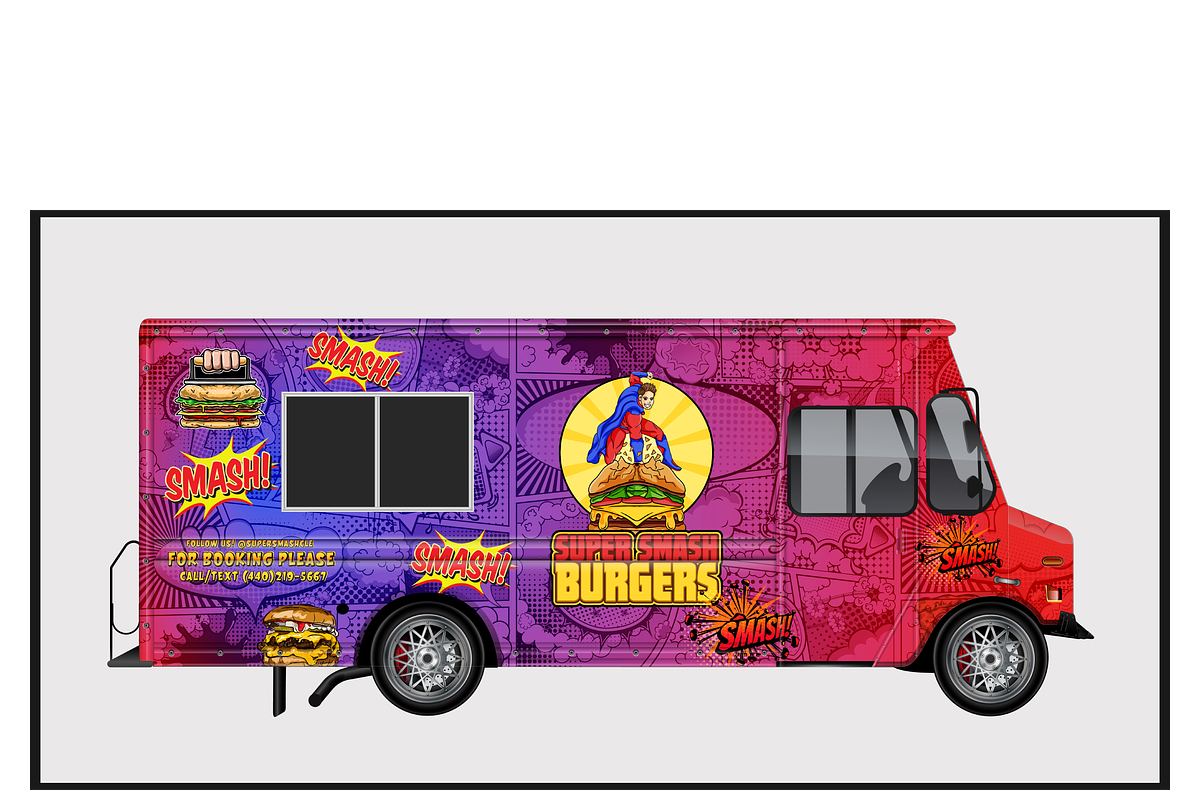 Super Smash Burgers Truck Design, a Food Illustration by CarWrap design (Photo 3 of 4)