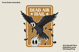 retro flying skull faced crow, a Branding & Logo Template by Judsart