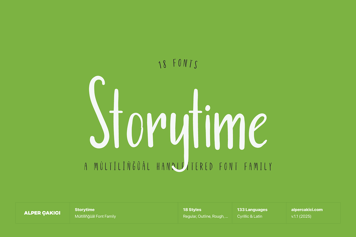 Storytime Handwritten Font Family, a Script Font by alpercakici (Photo 1 of 13)