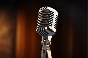 Old-fashioned Retro microphone, a Background Photo by Ylivdesign