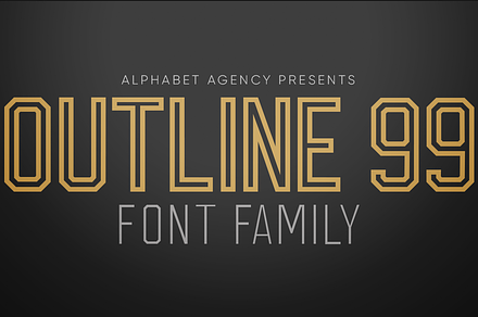 OUTLINE 99 FONT FAMILY (8 FONTS), a Font by Alphabet Agency