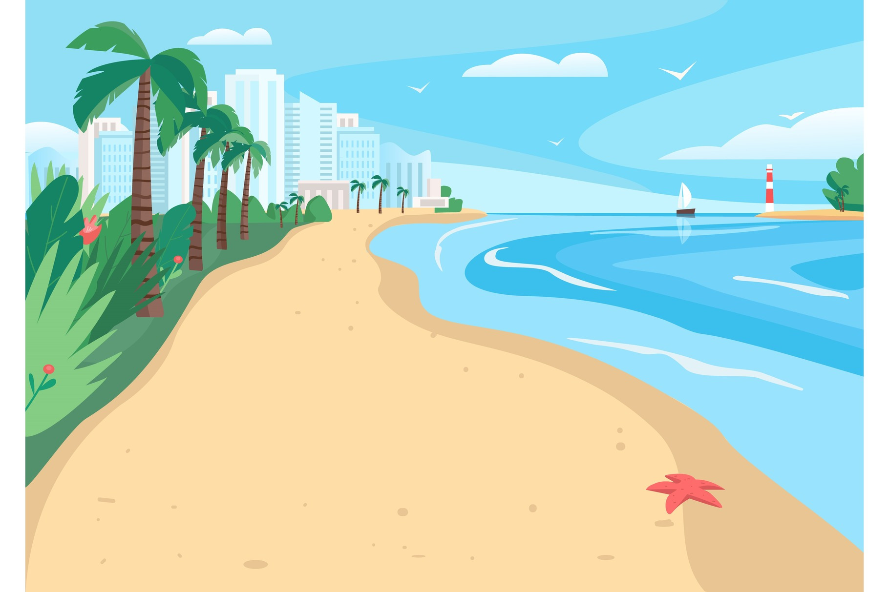 Sandy beach flat vector illustration, a Person Illustration by The img