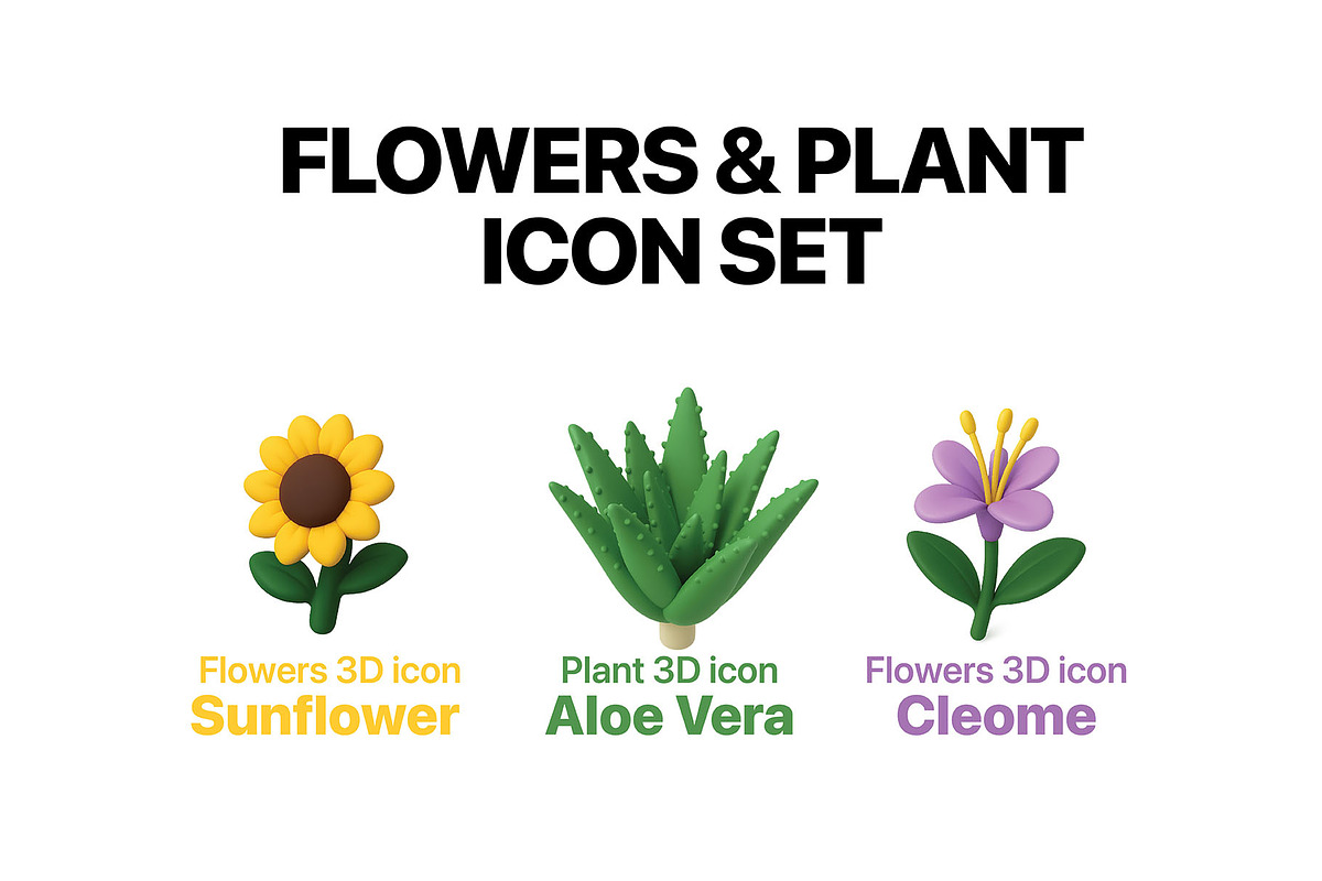 Flowers and Plant 3D Icons set, an Icon by Iwanistic (Photo 5 of 6)