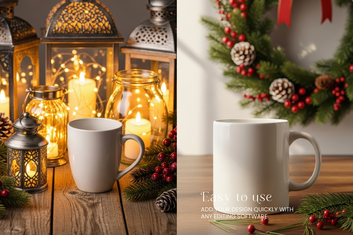 Rustic Christmas Mug Bundle 400 JPG, a Cups & Container Mockup by KennedyStudio (Photo 5 of 11)