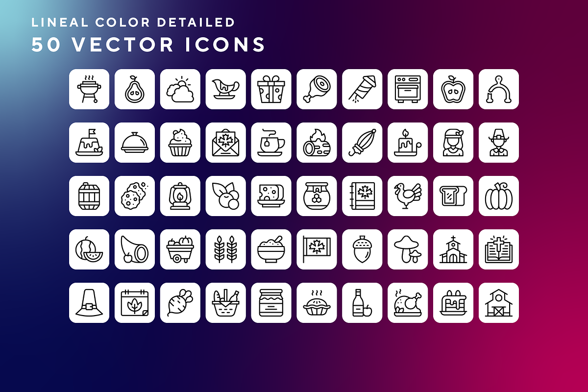 Thanksgiving icons, an Outline Icon by Wencory (Photo 1 of 2)