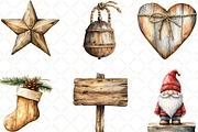 Rustic Wooden Christmas Clipart, an Illustration by Black Bird Studio (Thumbnail 6 of 6)