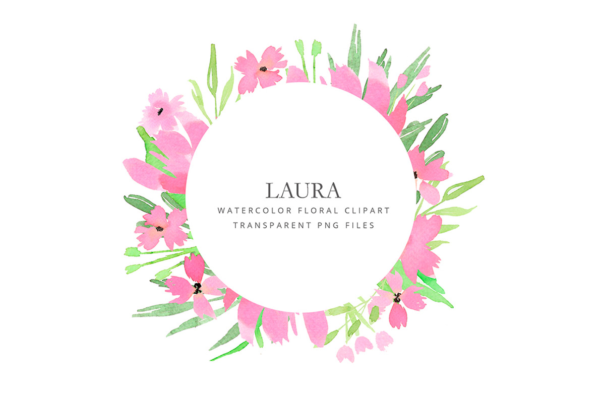 Pink watercolor flowers hand drawn, an Illustration by AS Studio (Photo 4 of 4)