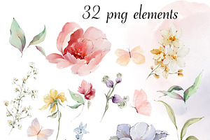 Wildflowers Watercolor Bloom Set