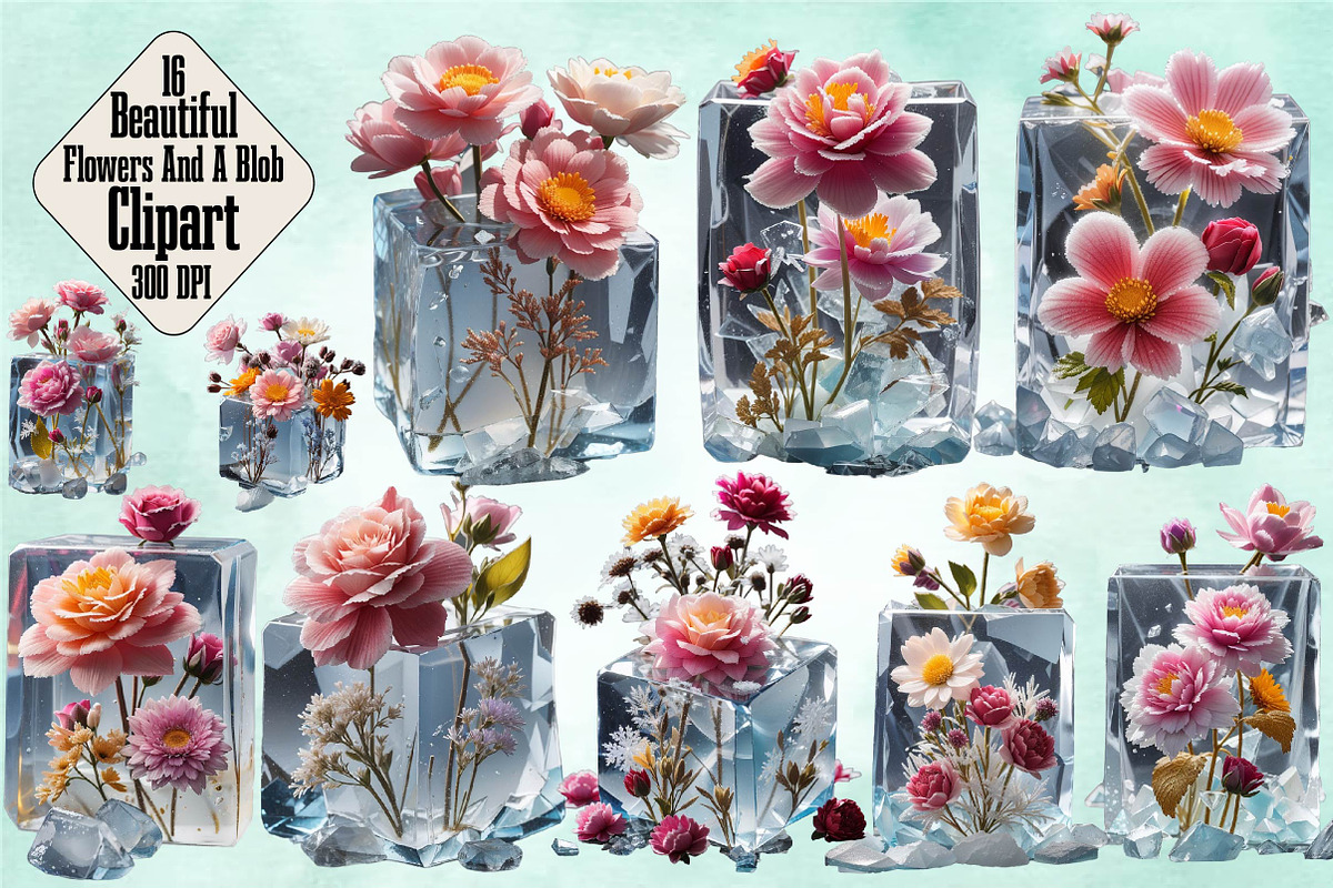 Beautiful Flowers And A Blob Clipart, a Seasonal Illustration by Craft Nest (Photo 1 of 5)