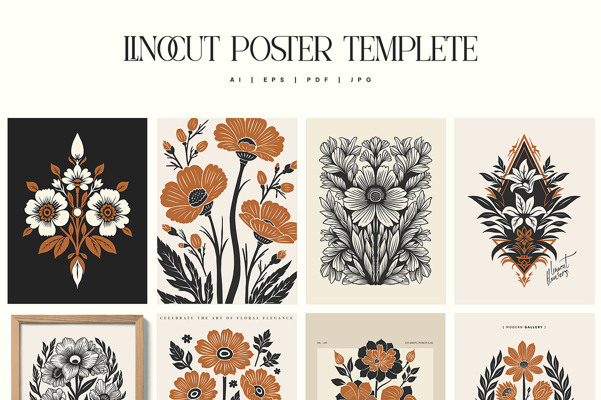 Linocut Flowers | Poster Builder, an Object Graphic by KetteCreate (Photo 9 of 12)
