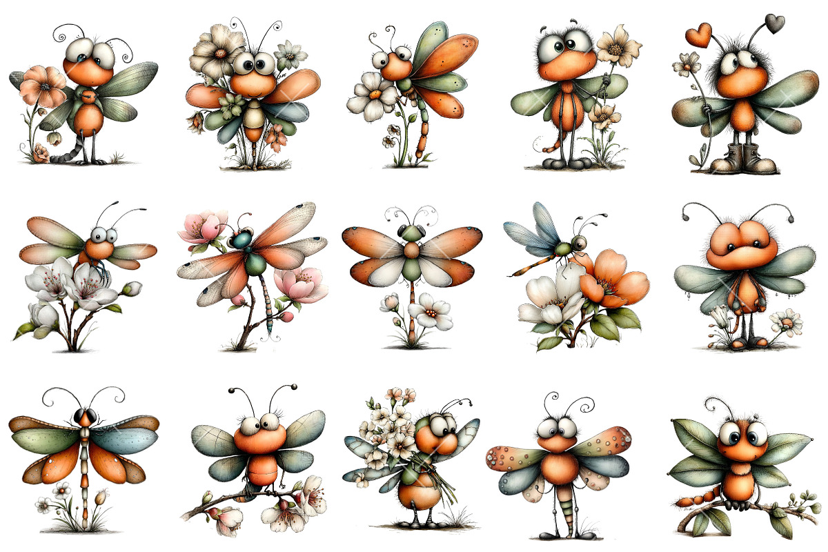 Whimsical Spring Dragonfly Clipart, an Illustration by OK Design (Photo 3 of 6)