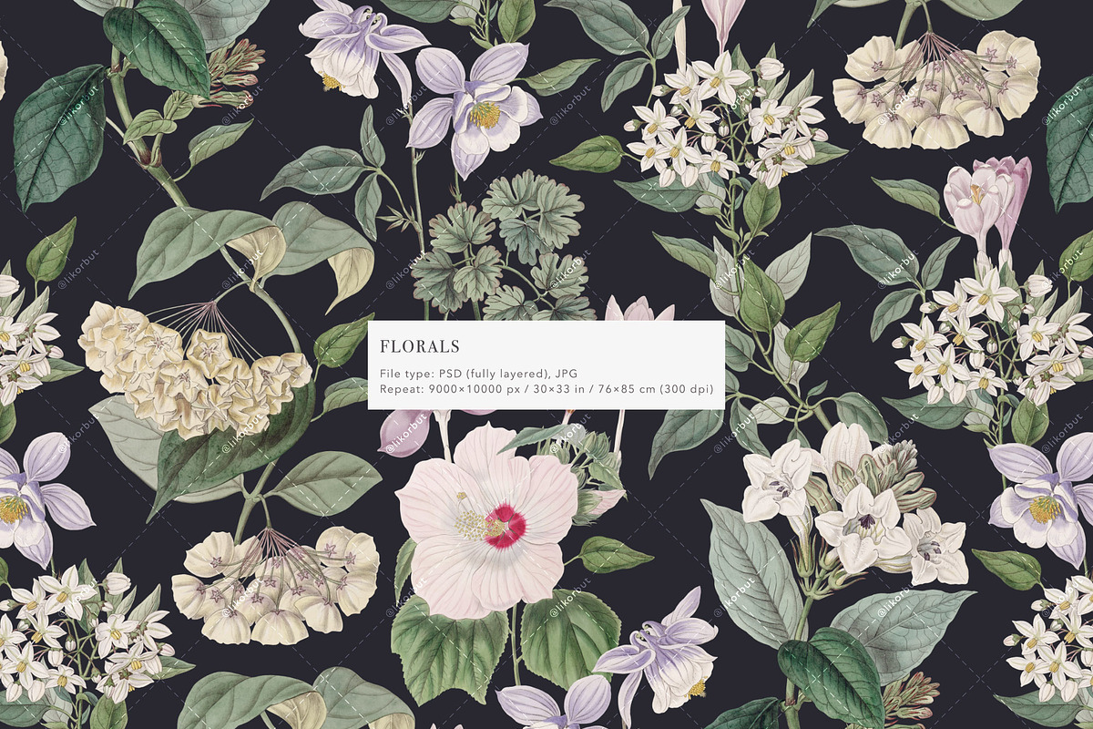 Pastel Botanical Pattern and Plants, a Pattern Graphic by likorbut (Photo 2 of 11)