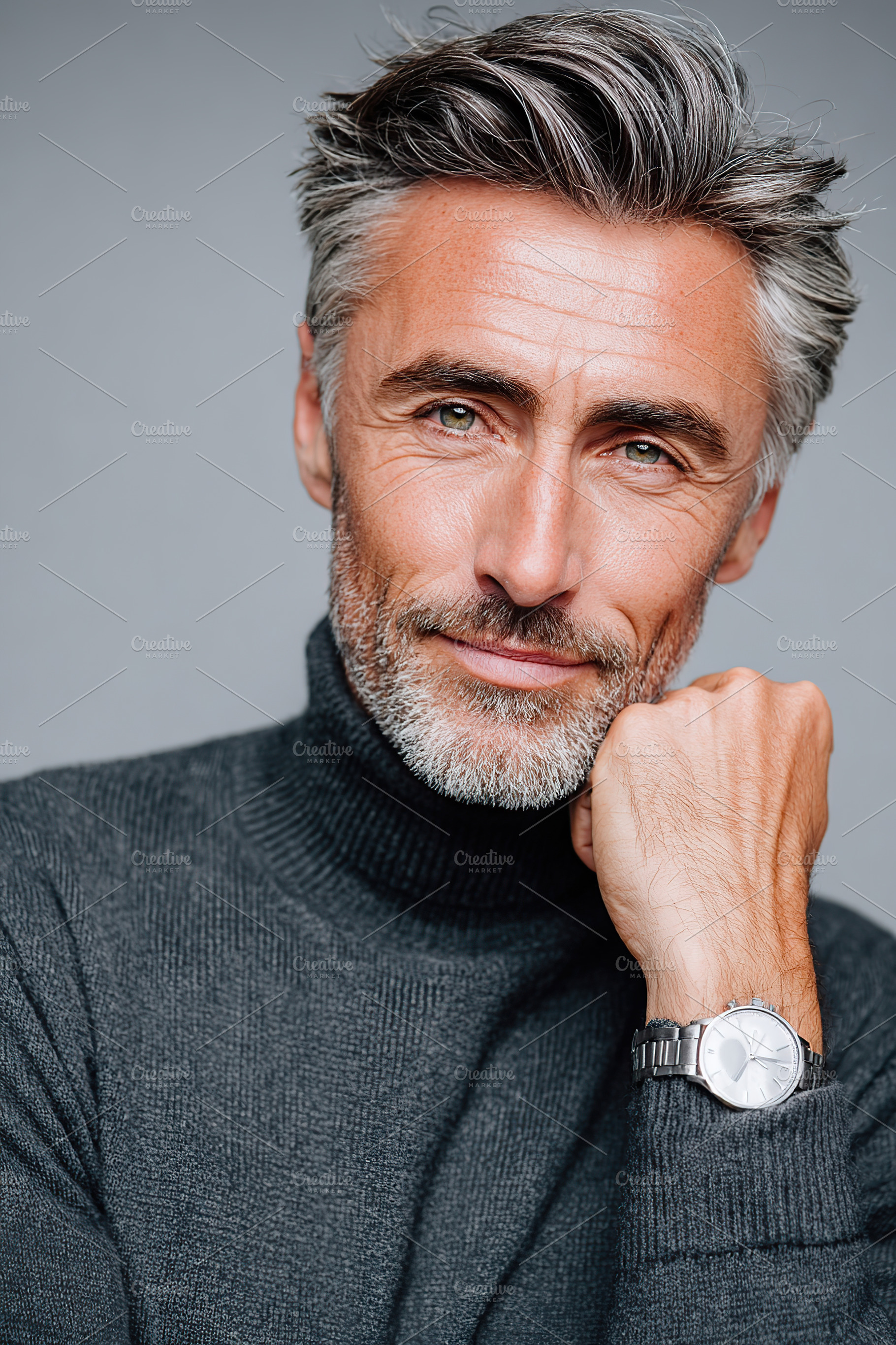 Studio portrait of an attractive man with a stylish turtleneck and confident ex, a Person Photo by AlyaAnd