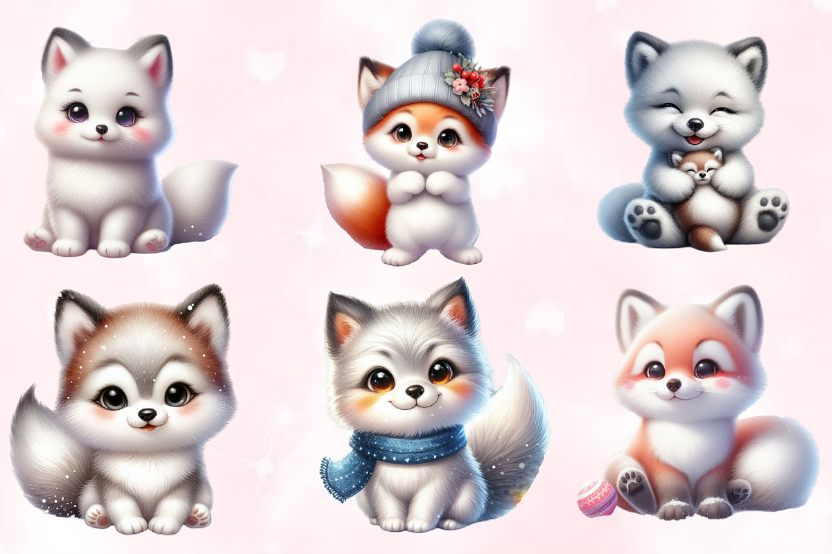Adorable Arctic Fox Clipart, an Animal Illustration by Craft Nest (Photo 4 of 5)