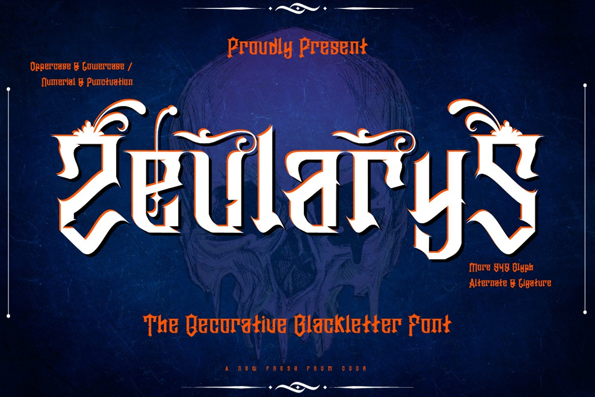 Zeularys - Decorative Blackletter, a Blackletter Font by Dhabee (Photo 1 of 16)