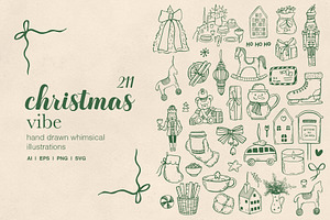 Whimsical Christmas Illustration Set, a Seasonal Illustration by Art Dari Autumn