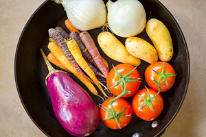 Fresh Roasting Vegetables In Pan, a Photo by THP Creative