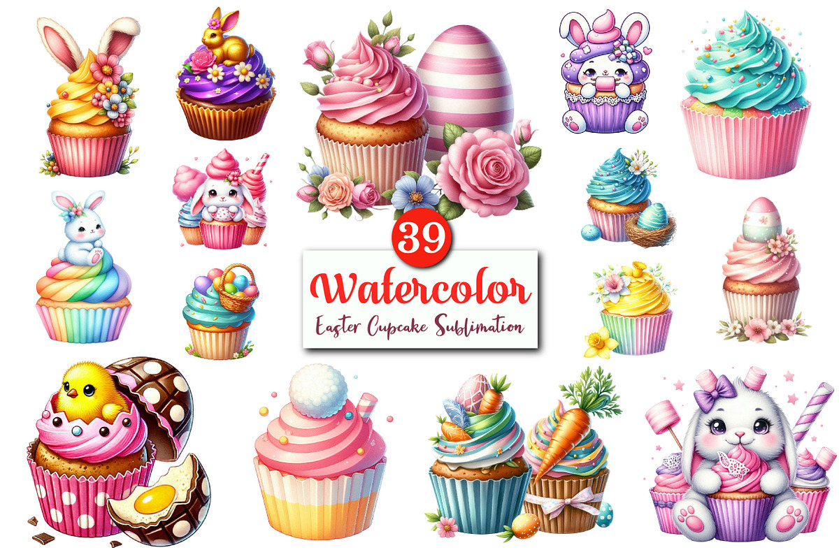 Easter Cupcake Sublimation Clipart, a Graphic by CitraGraphics (Photo 1 of 4)
