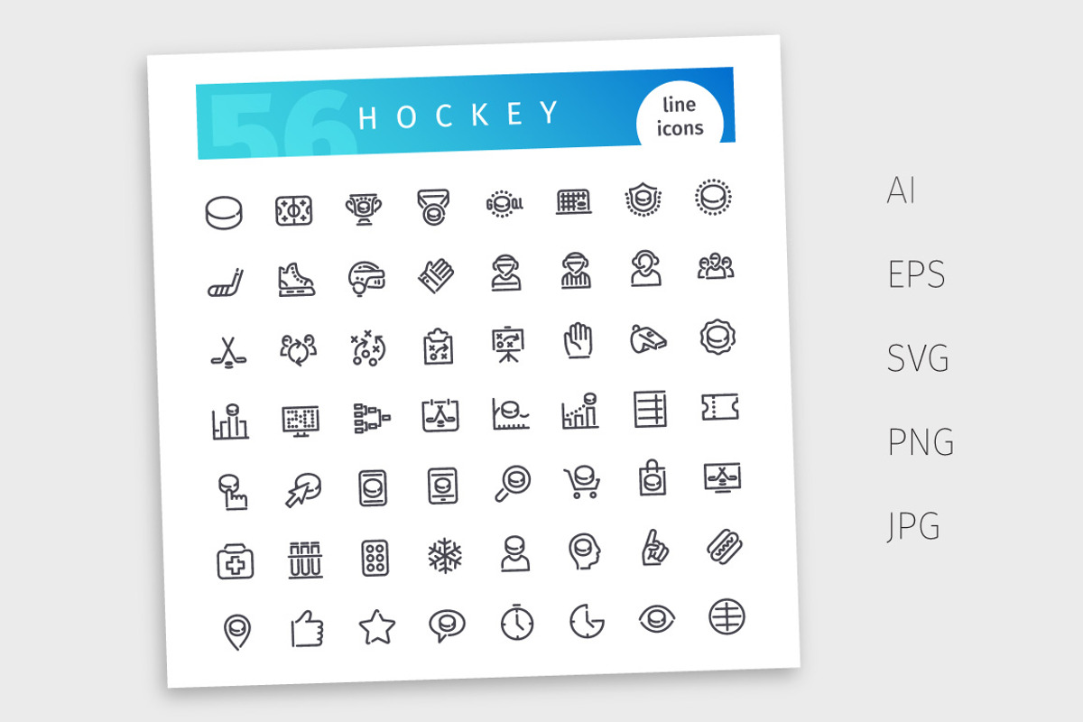 Hockey Line Icons Set, an Outline Icon by Voysla's Shop (Photo 4 of 4)