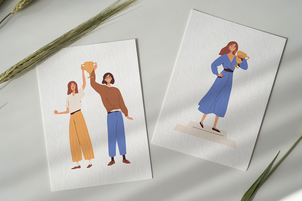 Winners with cups and awards set, a Person Illustration by Good Studio (Photo 5 of 6)
