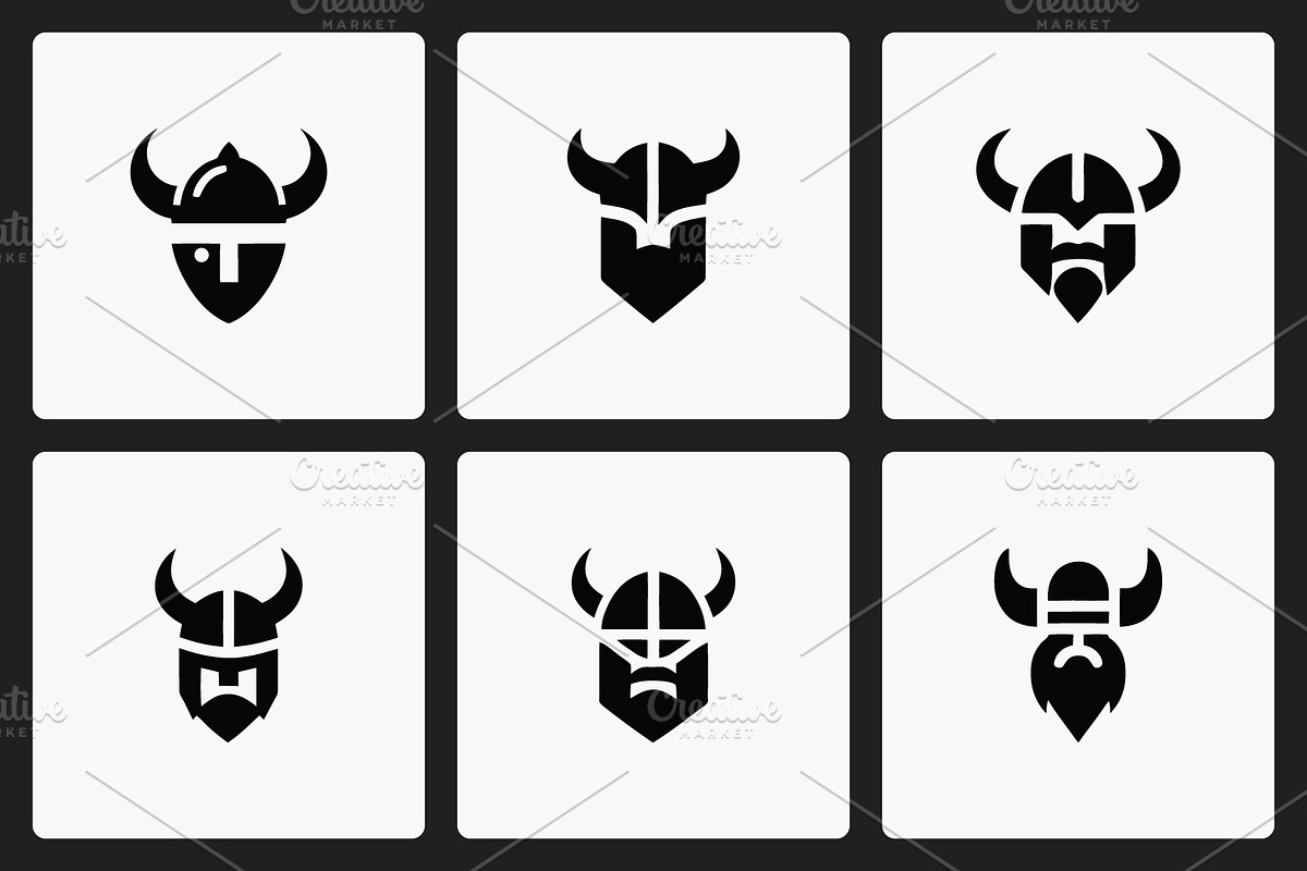 Minimalist Viking Logo Set, a Solid Icon by Vectorium Studio (Photo 1 of 2)
