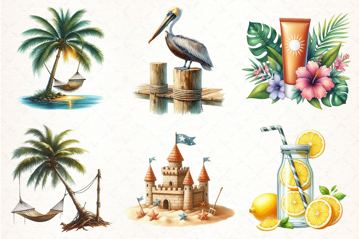 Coastal Summer Sublimation Clipart, an Illustration by Pixels.Craft (Photo 2 of 7)