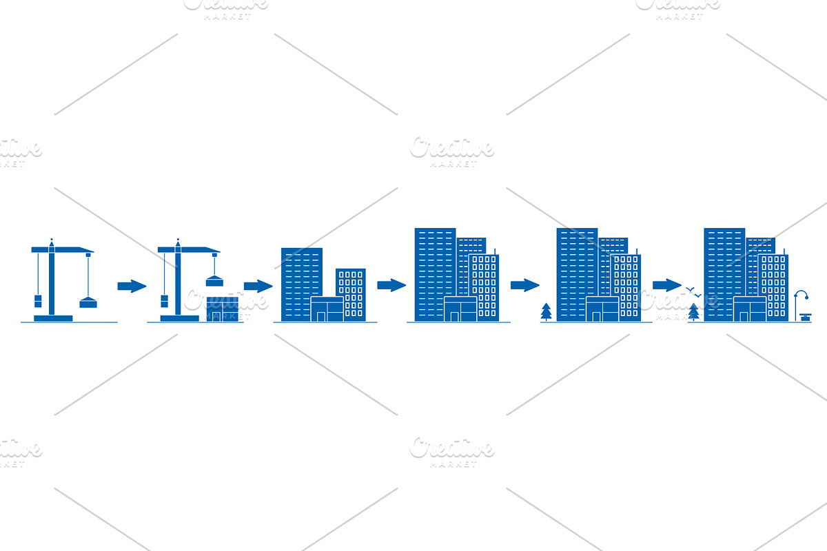 Stage of construction residential, an Illustration by Vector Creator