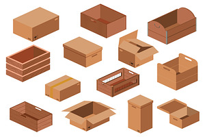 Wooden and Cardboard Boxes, an Object Illustration by alexdndz