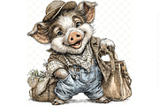 Piglet In Outfit Clipart JPG, an Animal Illustration by Memories By Lea (Thumbnail 6 of 20)