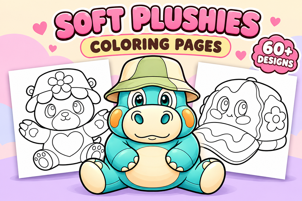 Soft Plushies Coloring Pages Vol. 2, an Object Illustration by Inkivelle Studio (Photo 1 of 3)