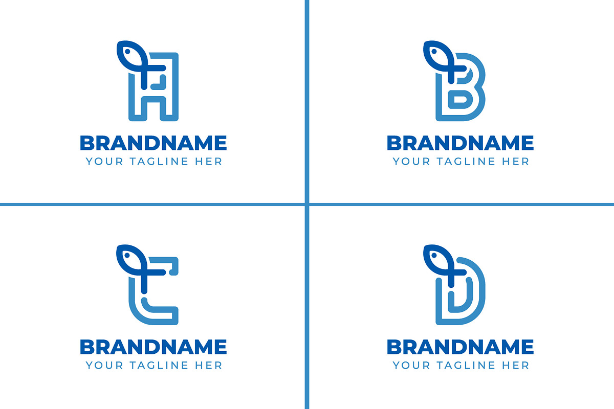 Letter A B C D Fish Logo, a Branding & Logo Template by Pray Art Design Studio
