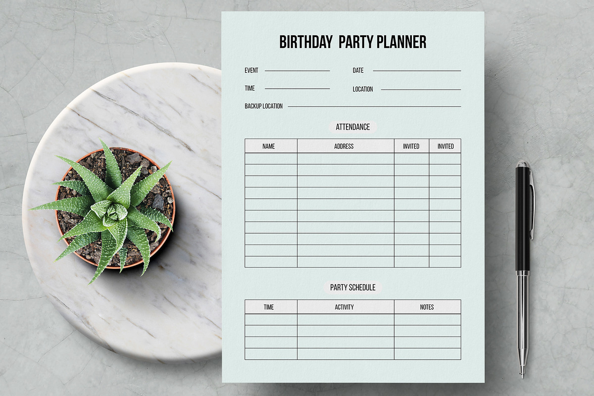 Birthday Party Planner Layout, a Stationery Template by MightyDesign (Photo 1 of 8)