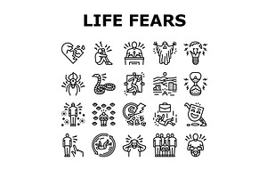 human life fears failure icons set, an Object Illustration by pikepicture