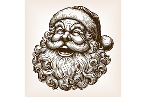 Happy Santa Claus engraving vector, an Illustration by AlexArt