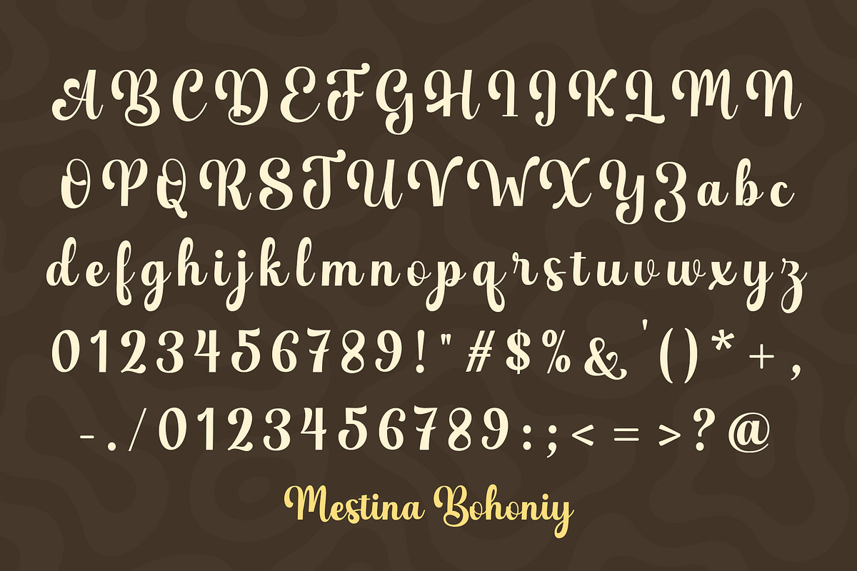 Mestina Bohoniy – Display Font Duo, a Script Font by Madjack.font (Photo 3 of 12)