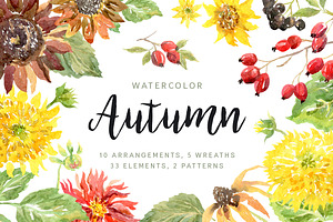 Autumn. Watercolor collection